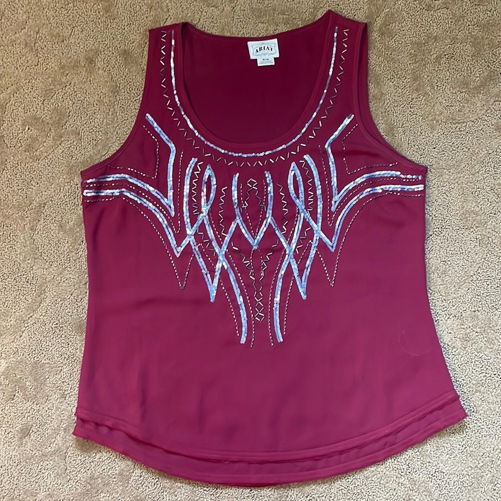 Women’s Ariat Maroon Beaded Tank Top Size M